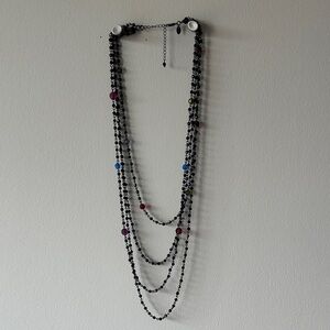 Lia Sophia Black and Multicolor Beaded Necklace